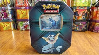 Vaporeon Pokemon Card Tin Opening [upl. by Eeruhs]