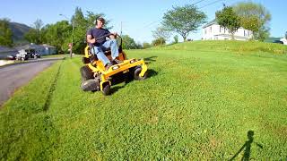 Side hill mowing with the Cub Cadet Ultima ZT1 50quot Zero Turn Mower [upl. by Nilpik]