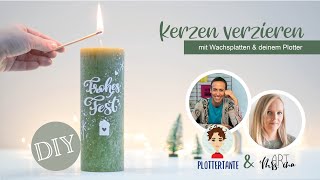 DIY Kerzen verzieren  Wachsplatten erfolgreich mit dem Plotter schneiden [upl. by Valonia]