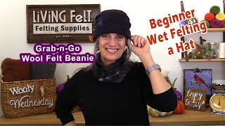 Wet Felting Hat Tutorial Beanie Beginner  Fast Version [upl. by Dirgis]