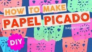 How to make your own DIY papel picado Parties or fiestas at home Printable template • Happythought [upl. by Alleusnoc]