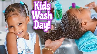 Kids Curly Hair Wash Day Routine amp Trim  Cute Easy Hairstyle [upl. by Poock130]