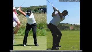 Jon Rahm golf swing  Long Iron faceon amp downtheline July 2017 [upl. by Siroval]