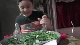 Cooking Mulukhiyah Egyptian vegetable soup 222 [upl. by Fraser]