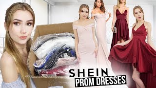 TRYING ON SHEIN PROM DRESSES Successkinda [upl. by Fairleigh]