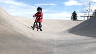 A 3 year old and his Strider bike in the skate park Strider bikes rule [upl. by Lebanna]