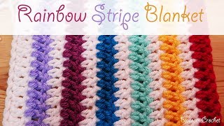 Easiest Crochet Blanket Scarf EVER Rainbow Stripes [upl. by Norihs]