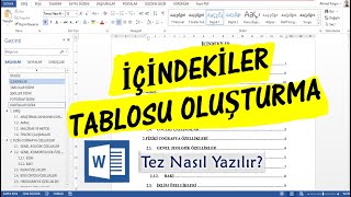 Tez Yazımı 38 Bölüm I İçindekiler Tablosu Oluşturma [upl. by Anesor186]