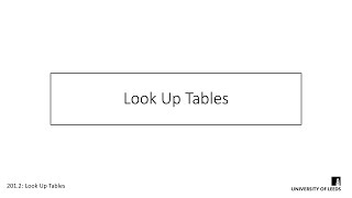 Look Up Tables [upl. by Braunstein]