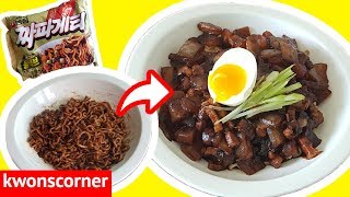 How to Make Jjapaghetti into REAL Jajangmyeon Instant Ramen Hacks [upl. by Outlaw]