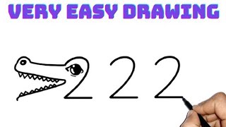 How To Draw A Crocodile Easy Step By Step  How To Draw Crocodile Easily From Number 222 [upl. by Eilyak]