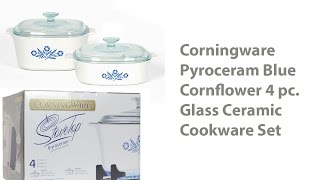 Corningware Pyroceram Blue Cornflower 4 pc Glass Ceramic Cookware Set Review [upl. by Nrehtac397]