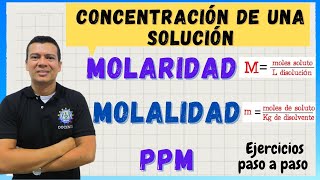 MOLARIDAD M molalidad m y partes por millón ppm [upl. by Siramay]