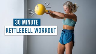 30 MIN Advanced Kettlebell HIIT Workout  Full Body No Repeat [upl. by Enytsirhc]