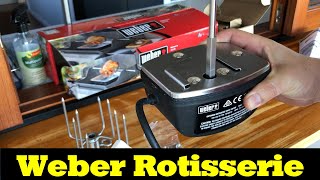 The Weber Rotisserie Pt 1  UnboxAssemblyInitial Thoughts on Premium Gas version [upl. by Mohkos359]