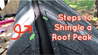 DIY Ridge Cap Shingles on a Shed or Playhouse  How to Install Shingles on Roof Peak [upl. by Denman937]