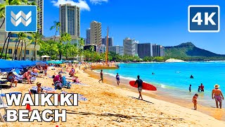 4K Waikiki Beach in Honolulu Oahu Hawaii USA  Walking Tour Vlog amp Vacation Travel Guide 🎧 ASMR [upl. by Bokaj]