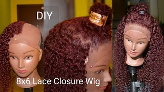 HOWTO DIY 8x6 Lace Closure Wig With Kinky Curly Human Hair Bundles [upl. by Kirk]