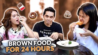 EATING BROWN FOOD FOR 24 HOURS CHALLENGE  HASH ALAWI [upl. by Belen294]