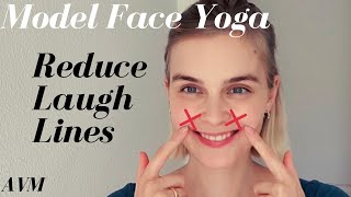 Get Rid of Laugh Lines  Face Exercises  Model Face Yoga by AnnaVeronika [upl. by Oicafinob]