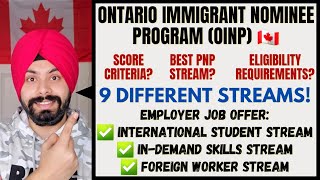 Part 1 Canada PR via Ontario Immigrant Nominee Program OINP  9 Streams Criteria InDemand Jobs [upl. by Eidob]