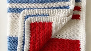 Beginner Double Crochet Blanket with Ribbing Border [upl. by Seve]