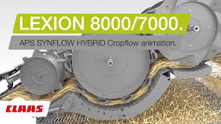 CLAAS LEXION 8000  7000 APS SYNFLOW HYBRID cropflow animation [upl. by Adnola]