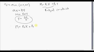 Perfect Complement Utility Funtions Deriving Demand Functions [upl. by Llereg]