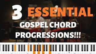 3 BASIC GOSPEL CHORD PROGRESSIONS  Beginners Piano Tutorial [upl. by Delia29]