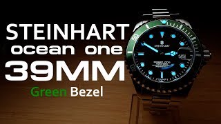 Steinhart Ocean One 39 Green Bezel  Review Measurements Blue Lume Deliriousness [upl. by Kahle]