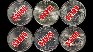 TOP 10 Most Valuable US State Quarters  High Grade Examples Sell for BIG Money [upl. by Notnats]