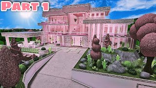 Bloxburg Modern Barbie Dreamhouse Speedbuild Part 15 Exterior [upl. by Wynne672]