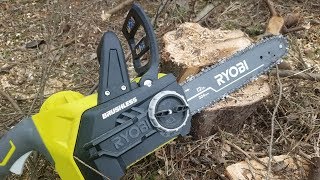 Ryobi One 18V Brushless Cordless 12quot Chainsaw Review [upl. by Epilihp]