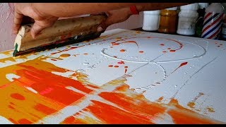 Easy Abstract Painting  Using Rubber Squeegee amp Fluid Acrylics  Satisfying  DIY  Demonstration [upl. by Wilkie]