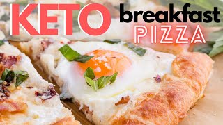 KETO BREAKFAST PIZZA RECIPE  Bacon amp Eggs on a the BEST Keto Pizza Crust [upl. by Ahsima535]