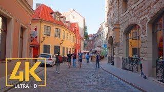 Streets of Riga Latvia  4K City Walking Tour with City Sounds [upl. by Aloiv]