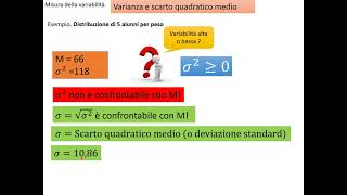 Varianza e scarto quadratico medio [upl. by Atnauqal]