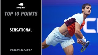 Carlos Alcaraz  Top 10 Points  2022 US Open [upl. by Ogden516]