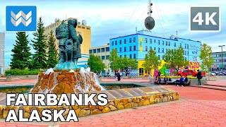 4K Downtown Fairbanks in Alaska USA  Virtual Walking Tour amp Travel Guide 🎧 Binaural ASMR [upl. by Ulphiah]