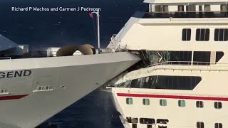 Carnival Glory strikes Carnival Legend in Cozumel Mexico [upl. by Kirven]