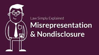 Misrepresentation and Nondisclosure  Contracts  Defenses amp Excuses [upl. by Aynna]