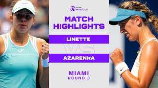 Magda Linette vs Victoria Azarenka  2023 Miami Round 3  WTA Match Highlights [upl. by Jannel]