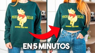 Cómo hacer una SUDADERA CROP TOP sin cortar 👕✅ 4 Maneras [upl. by Rieth]