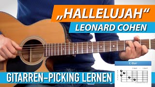 GITARRE LERNEN ★ HALLELUJAH ► Leonard Cohen Jeff Buckley ► Fingerpicking [upl. by Hammerskjold]