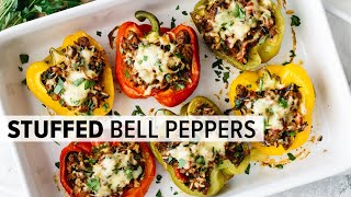 STUFFED PEPPERS  stuffed bell peppers recipe  meal prep tips [upl. by Nylkaj]