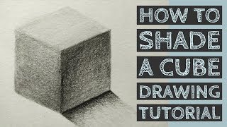 How to Shade a Cube  Pencil Shading Tutorial [upl. by Annaear]