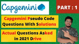 Capgemini PseudoCode Questions 2021  PART  1🔥🔥 [upl. by East]