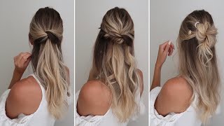 3 Half up half down hairstyles  Hair tutorial [upl. by Atul968]