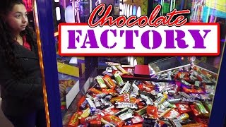 Chocolate Factory Candy Pusher  Claw Machine Wins [upl. by Yemaj]