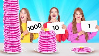 1000 LAYERS FOOD CHALLENGE  Giant VS Tiny Food For 24 Hours by 123 Go FOOD [upl. by Ericka646]